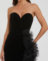 Black Strapless Velvet Mermaid Gown