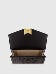 Black Quilted Napa Leather Handbag With Gold Hardware