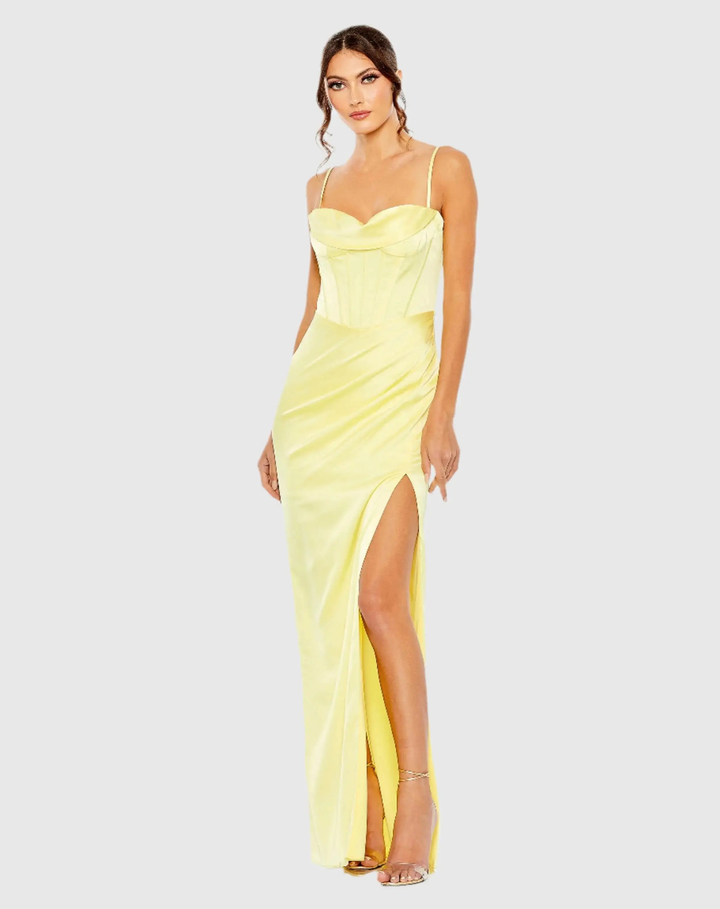Bustier Side Ruched Bodycon Gown