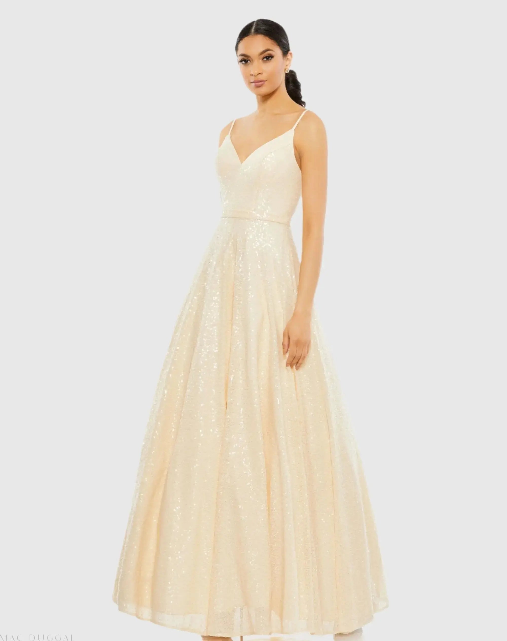 V-Neck Sequined Ball Gown - FINAL SALE