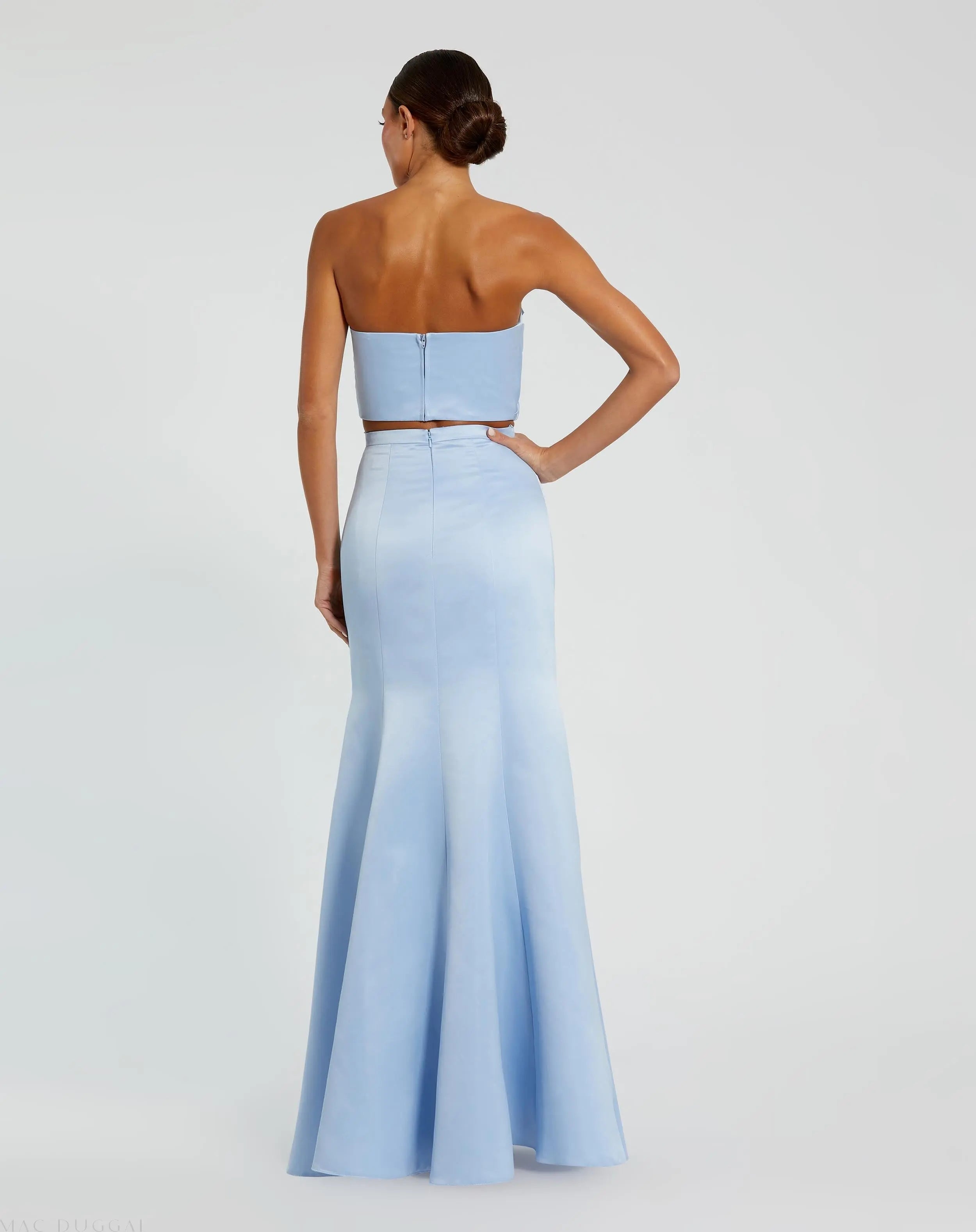 Blue Strapless Bow Top and Mermaid Skirt 2 Piece Set