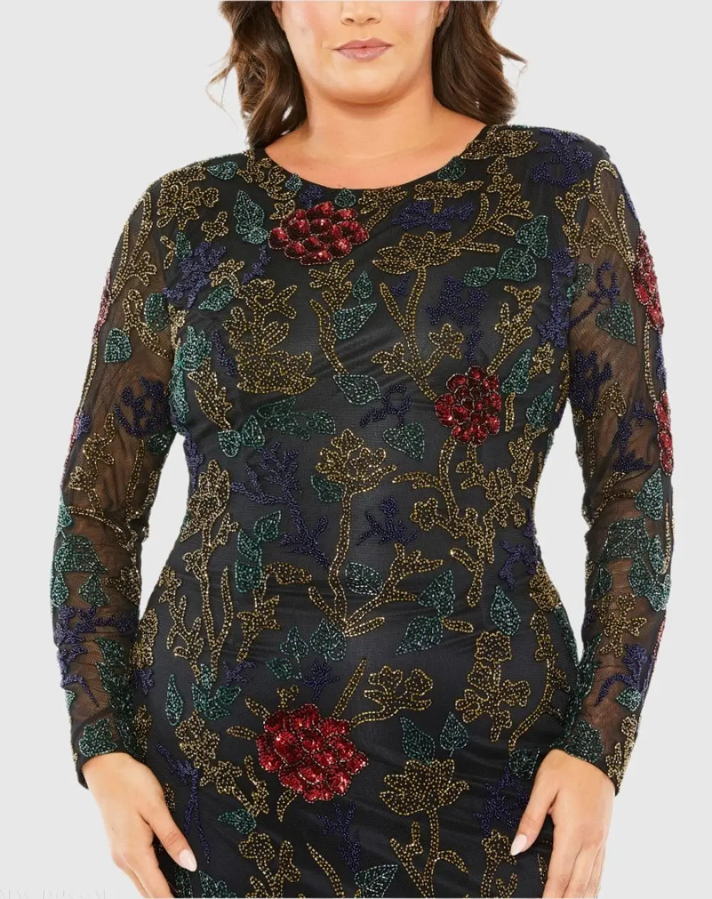 Black High Neck Beaded Embellished Gown