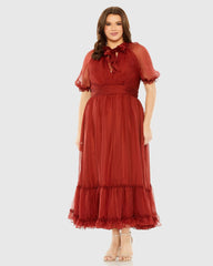 Sheer Puff Sleeve Dress
