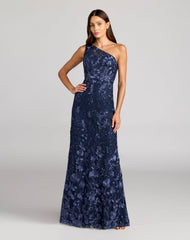 One Shoulder Floral Embroidered Gown