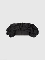 Black Faille Off The Shoulder Bustier Ruffle Top - FINAL SALE